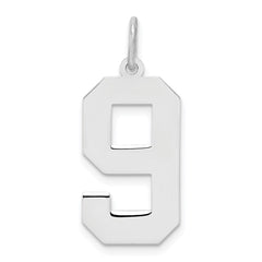 Sterling Silver/Rhodium-plated Polished Number 9 Charm - 4
