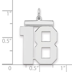Sterling Silver/Rhodium-plated Polished Number 18 Charm - 3