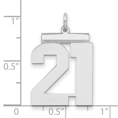 Sterling Silver/Rhodium-plated Polished Number 21 Charm