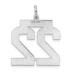 Sterling Silver/Rhodium-plated Polished Number 22 Charm - 3