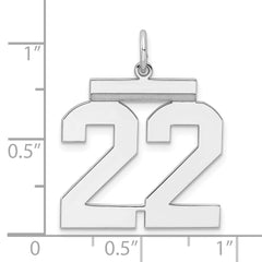 Sterling Silver/Rhodium-plated Polished Number 22 Charm - 3