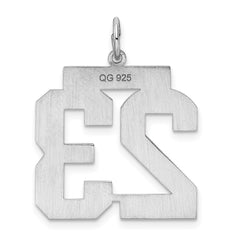 Sterling Silver/Rhodium-plated Polished Number 23 Charm - 2