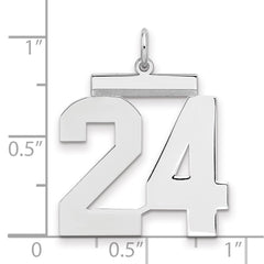 Sterling Silver/Rhodium-plated Polished Number 24 Charm