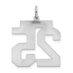 Sterling Silver/Rhodium-plated Polished Number 25 Charm - 3