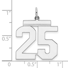 Sterling Silver/Rhodium-plated Polished Number 25 Charm - 3