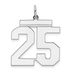 Sterling Silver/Rhodium-plated Polished Number 25 Charm - 3