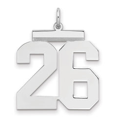 Sterling Silver/Rhodium-plated Polished Number 26 Charm - 2