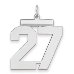 Sterling Silver/Rhodium-plated Polished Number 27 Charm
