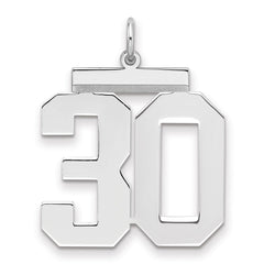 Sterling Silver/Rhodium-plated Polished Number 30 Charm - 3
