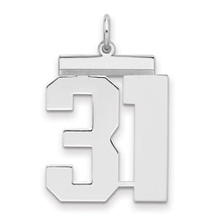 Sterling Silver/Rhodium-plated Polished Number 31 Charm - 3