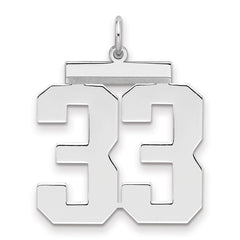 Sterling Silver/Rhodium-plated Polished Number 33 Charm