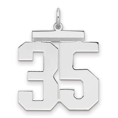 Sterling Silver/Rhodium-plated Polished Number 35 Charm