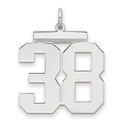 Sterling Silver/Rhodium-plated Polished Number 38 Charm