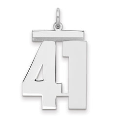 Sterling Silver/Rhodium-plated Polished Number 41 Charm - 2