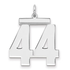Sterling Silver/Rhodium-plated Polished Number 44 Charm