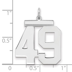 Sterling Silver/Rhodium-plated Polished Number 49 Charm - 2