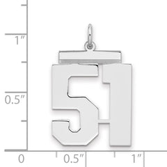 Sterling Silver/Rhodium-plated Polished Number 51 Charm - 3