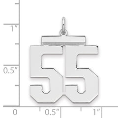 Sterling Silver/Rhodium-plated Polished Number 55 Charm