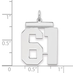 Sterling Silver/Rhodium-plated Polished Number 61 Charm - 2