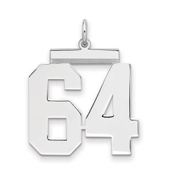 Sterling Silver/Rhodium-plated Polished Number 64 Charm - 3
