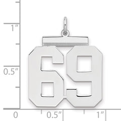 Sterling Silver/Rhodium-plated Polished Number 69 Charm - 3