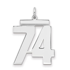 Sterling Silver/Rhodium-plated Polished Number 74 Charm - 3