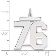 Sterling Silver/Rhodium-plated Polished Number 76 Charm - 2