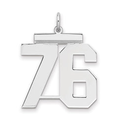 Sterling Silver/Rhodium-plated Polished Number 76 Charm - 2