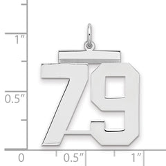 Sterling Silver/Rhodium-plated Polished Number 79 Charm - 2