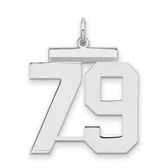 Sterling Silver/Rhodium-plated Polished Number 79 Charm - 2