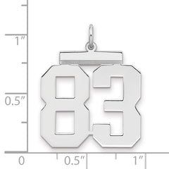 Sterling Silver/Rhodium-plated Polished Number 83 Charm - 3