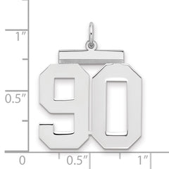 Sterling Silver/Rhodium-plated Polished Number 90 Charm - 2
