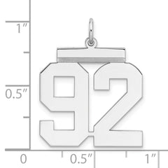 Sterling Silver/Rhodium-plated Polished Number 92 Charm