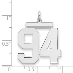 Sterling Silver/Rhodium-plated Polished Number 94 Charm - 3