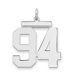 Sterling Silver/Rhodium-plated Polished Number 94 Charm - 3