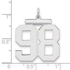 Sterling Silver/Rhodium-plated Polished Number 98 Charm - 2