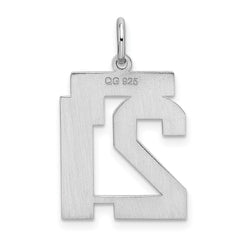 Sterling Silver/Rhodium-plated Satin Number 21 Charm - 3