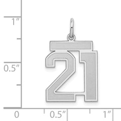 Sterling Silver/Rhodium-plated Satin Number 21 Charm - 3