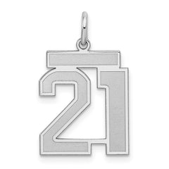 Sterling Silver/Rhodium-plated Satin Number 21 Charm - 3