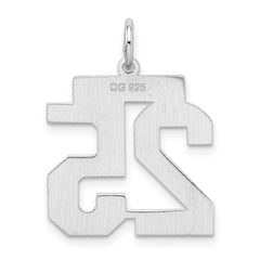 Sterling Silver/Rhodium-plated Satin Number 25 Charm - 2