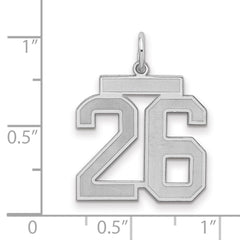 Sterling Silver/Rhodium-plated Satin Number 26 Charm - 3