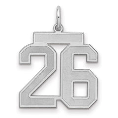Sterling Silver/Rhodium-plated Satin Number 26 Charm - 3