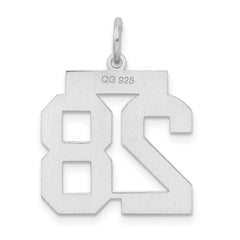 Sterling Silver/Rhodium-plated Satin Number 28 Charm - 3