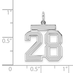 Sterling Silver/Rhodium-plated Satin Number 28 Charm - 3
