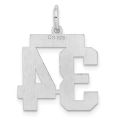 Sterling Silver/Rhodium-plated Satin Number 34 Charm - 2