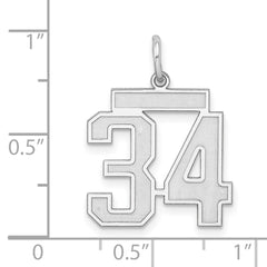 Sterling Silver/Rhodium-plated Satin Number 34 Charm - 2