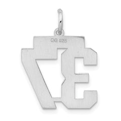 Sterling Silver/Rhodium-plated Satin Number 37 Charm - 3