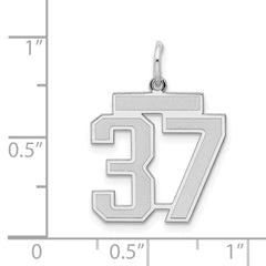 Sterling Silver/Rhodium-plated Satin Number 37 Charm - 3