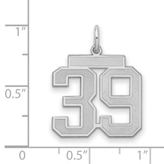 Sterling Silver/Rhodium-plated Satin Number 39 Charm - 3