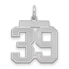 Sterling Silver/Rhodium-plated Satin Number 39 Charm - 3